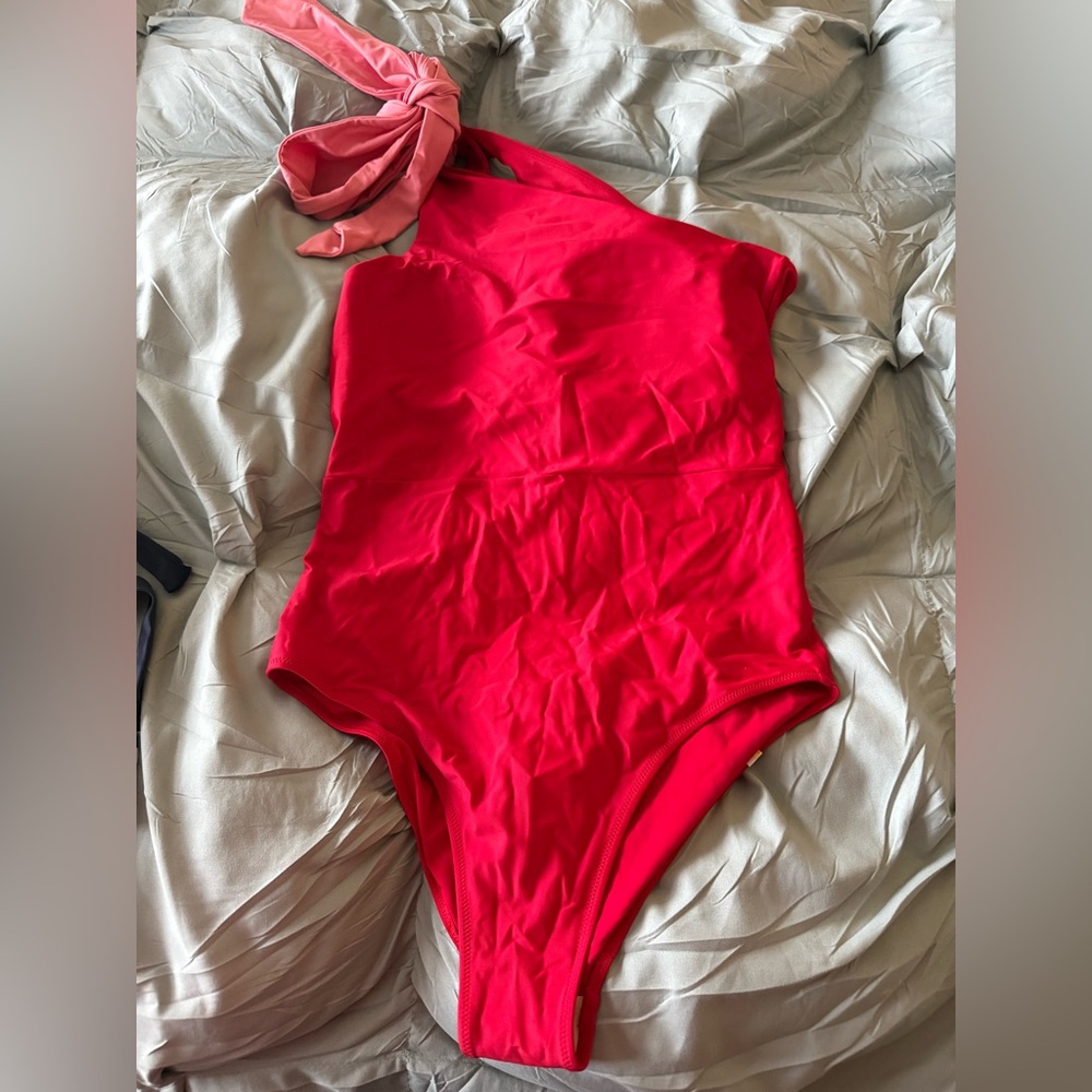 Stylish Red One Piece with pink bow